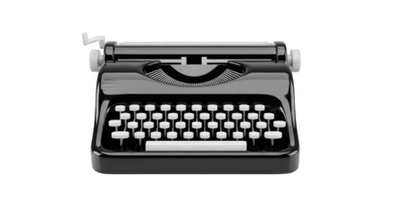 Classic Black Typewriter with White Keys and Details.