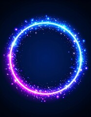 Neon circle frame with sparkling border