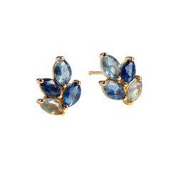  Sapphire Gold Petal Stud Earrings Elegant Jewelry Design