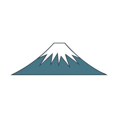 Iconic snow-capped mountain silhouette with sharp peaks and clean lines on a white background