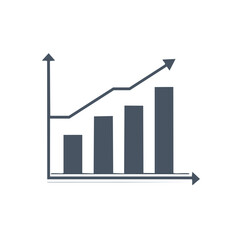 Bar chart with upward trending line graph showing positive growth and progress