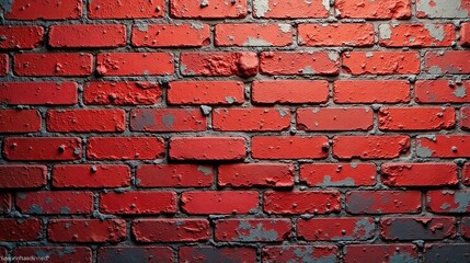 A Detailed Texture of Red Brick Wall with Aged Mortar