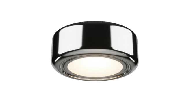 Chrome LED Ceiling Light Fixture with Round Design.