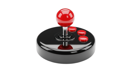 Glossy Red and Black Arcade Joystick Controller.