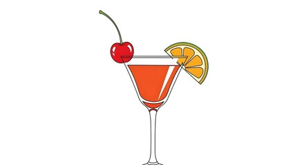 Cocktail with cherry  lime.