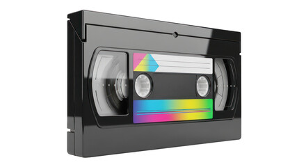 Vintage Black VHS Video Cassette Tape with Rainbow Label.