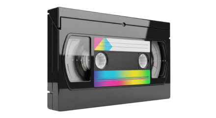 Vintage Black VHS Video Cassette Tape with Rainbow Label.