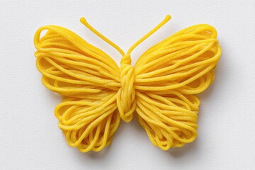 Yellow pasta butterfly on white background