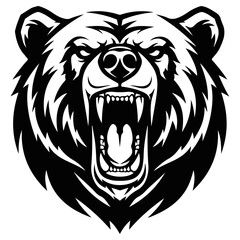 Angry Bear Head Illustration.