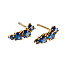 Small Sapphire Gold Climber Earrings Elegant Design