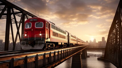 A photo of a train crossing a bridge