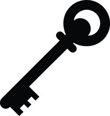 Old Key Silhouette Vector Illustration - Vintage Lock Icon