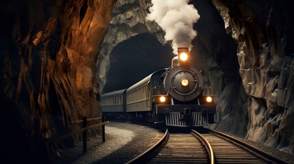 A photo of a train entering a tunnel