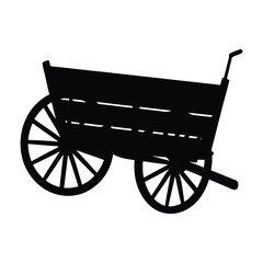 A simple wooden cart silhouette, showing rustic charm and classic design, perfect for farm, countryside, or vintage-themed illustrations and creative projects.
