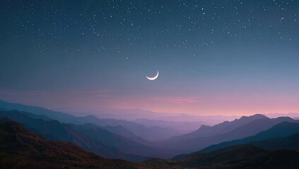 Mountain vista, moonlit twilight