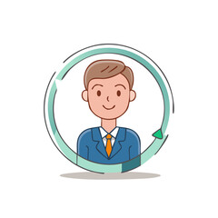 Businessman in a Suit Inside a Continuous Arrow Loop