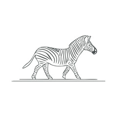 Stylized Line Art Zebra Walking Profile View Simple Vector Illustration