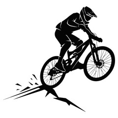 Naklejka premium Mountain Bike Rider in Action.
