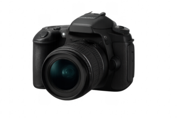 Black dslr camera with lens for digital photography