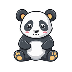 Fototapeta premium Cute baby panda bear sitting, happy cartoon animal character vector illustration
