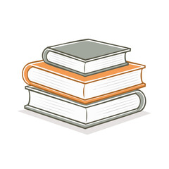 Stack of Three Hardcover Books with Orange and Gray Covers Illustration