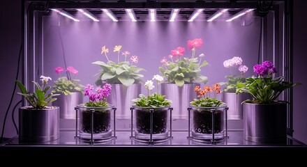 Flowers Under LED Light.