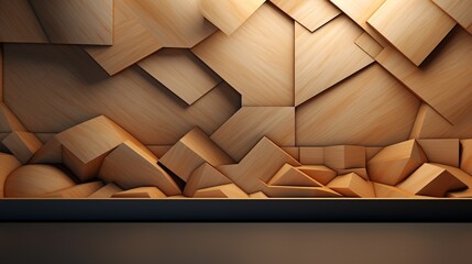 Abstract Wooden Geometric Pattern on Black Background