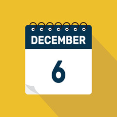 december 6 calendar icon vector illustration with design