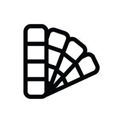 Stylized icon of a color palette swatch fan