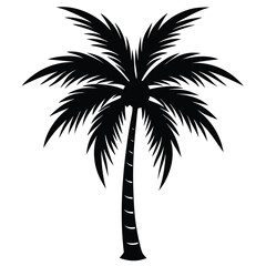 Palm tree vector collection tropical beach silhouette line art summer holiday seamless pattern retro design exotic coconut jungle leaves illustration.Palm tree silhouette vector set.