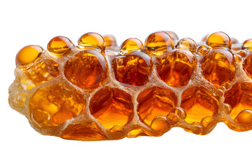 Natural honeycomb block, golden sweet beehive nectar structure realistic illustration. Isolated on transparent background.

