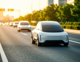 Naklejka premium self-driving cars moving autonomously in traffic