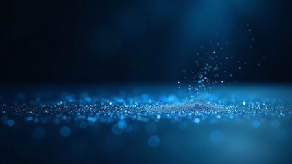 Abstract Blue Sparkle Background Glimmering Particles Ascending from a Deep Blue Surface