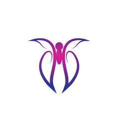 Abstract butterfly logo with purple and pink gradient