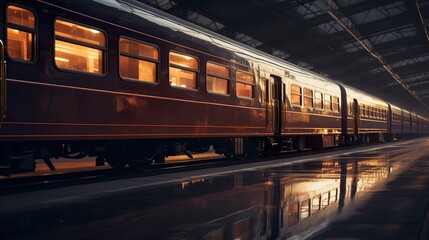A photo of a train with reflective windows