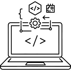 Abstract concept of computer programming, API integration, and software development workflow icon