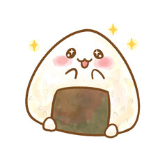 Sparkling Kawaii Watercolor Onigiri Character / 水彩キラキラおにぎりキャラクター
