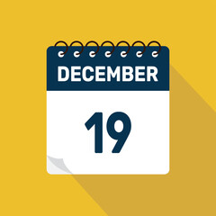 december 19 calendar icon vector illustration with design