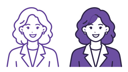Happy Business Woman in Blazer Icon Outline and Solid Vector Illustration Profile Minimalist Flat Style Graphic Resource