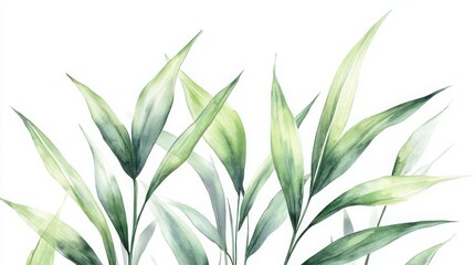 Obraz premium Bright green tropical plant with elongated slender leaves in natural sunlight, showcasing a lush botanical background for nature or gardening themes