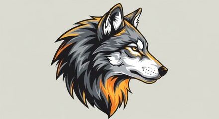 Fototapeta premium Closeup portrait of a fierce wolf head with detailed fur