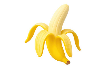 Peeled ripe yellow banana on transparent background