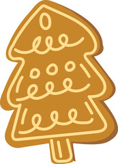 Gingerbread Tree festive holiday icon for decoration and winter celebration design elements