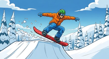 Snowboarder jump Winter.