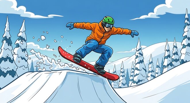 Snowboarder jump Winter.