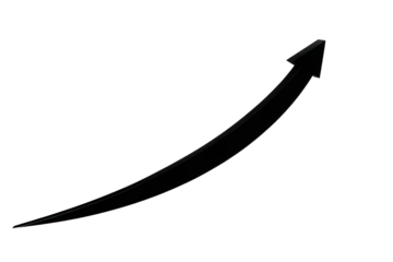 Black Upward Arrow Graphic on Transparent Background