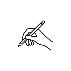 Hand holding a pencil writing or drawing simple line art