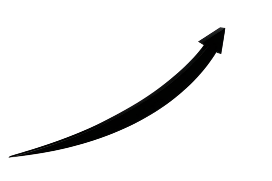 Black Upward Arrow Graphic on Transparent Background