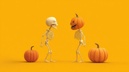 Cute 3D Halloween Render
Stylized Spooky Characters
Chibi Monster 3D (For the Frankenstein image)
Neon Halloween Art (For the glowing ghost image)
Minimalist Halloween 3D (For the skeletons and pumpki