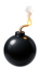 Fototapeta premium Cartoon black bomb with a lit fuse.
